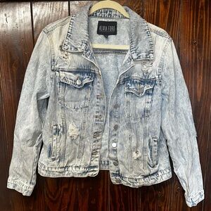 Women's Distressed Denim Jacket - Gray